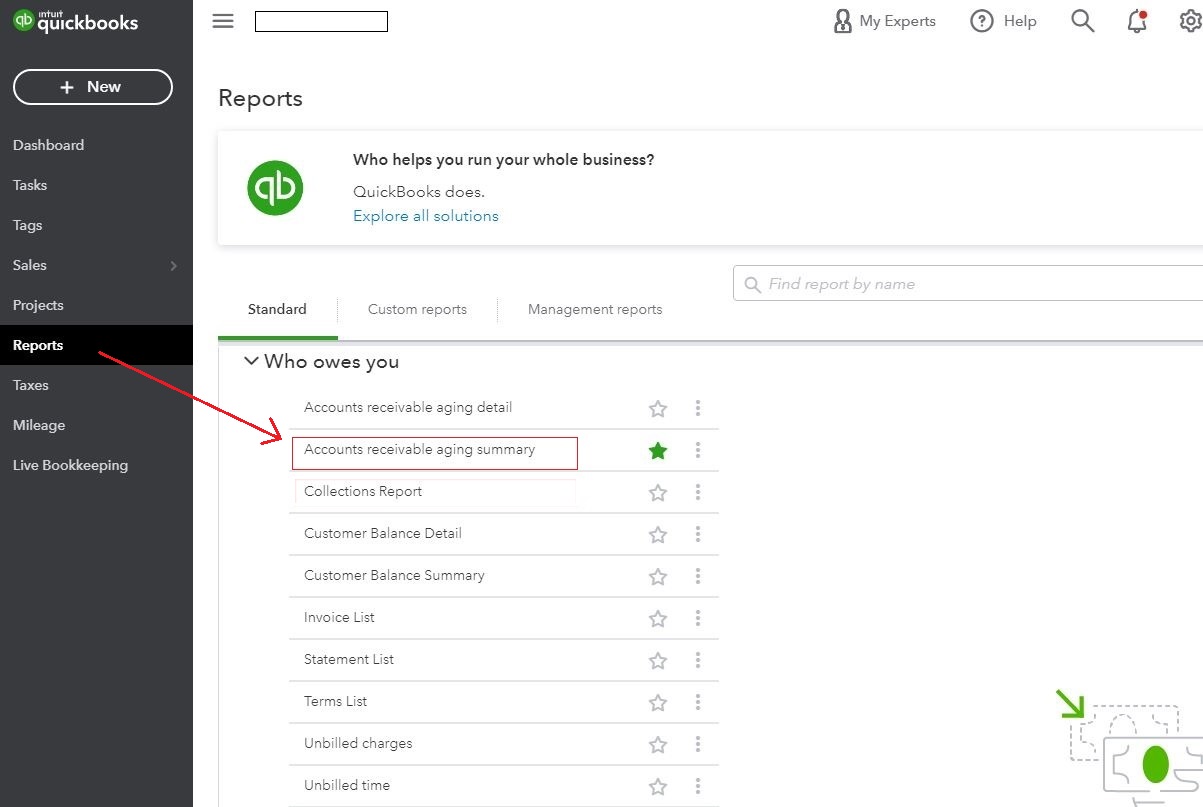 Ageing Repor in Quickbooks